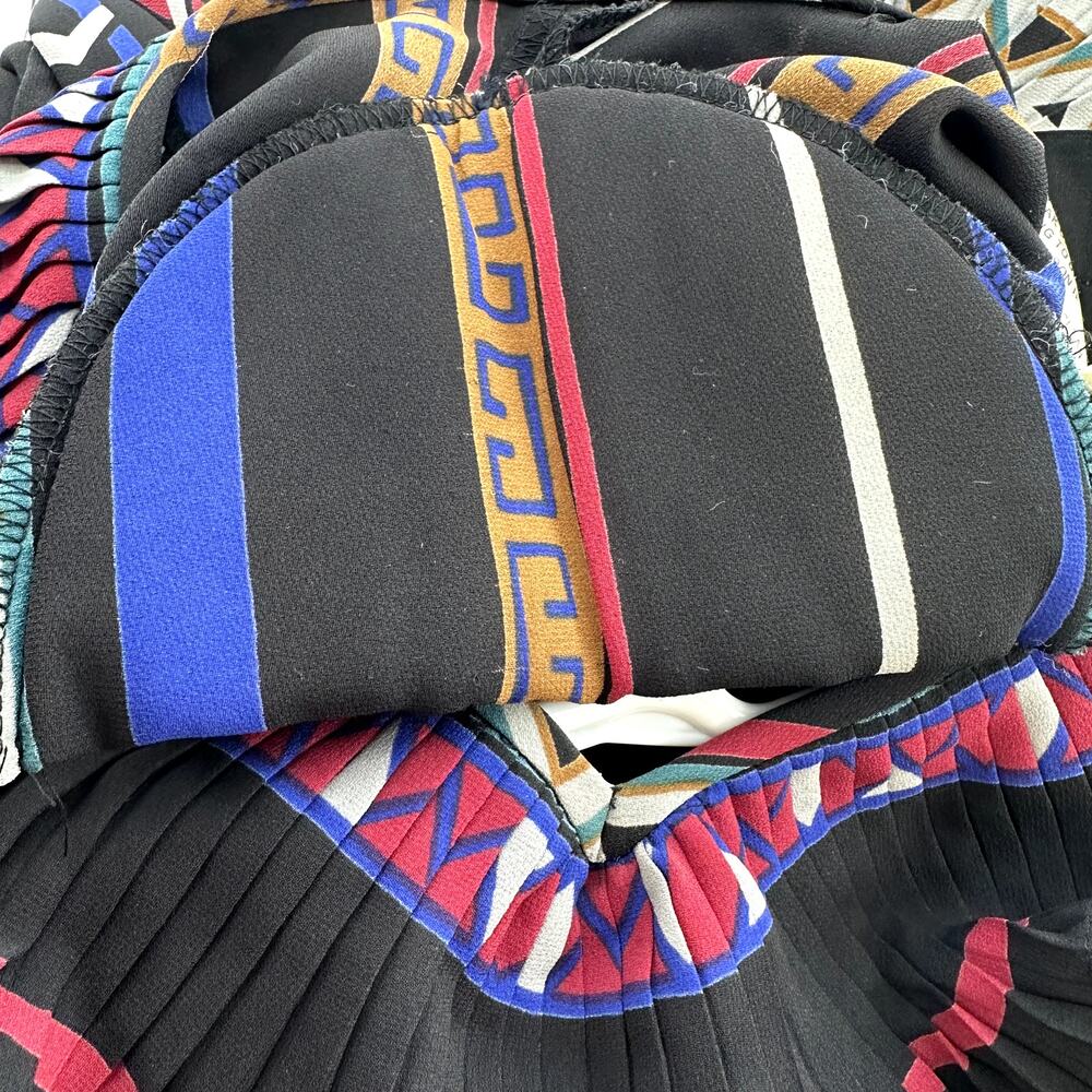 VTG Diane Freis Georgette Maxi Dress V Neck Ruffle Floral Smocked Multicolor XL - Picture 3 of 6